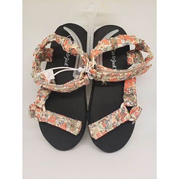 Nwt Cat & Jack Black Sandal With Floral Straps Baby Toddler Girls 9, 10, 11, 1 - Picture 1 of 6
